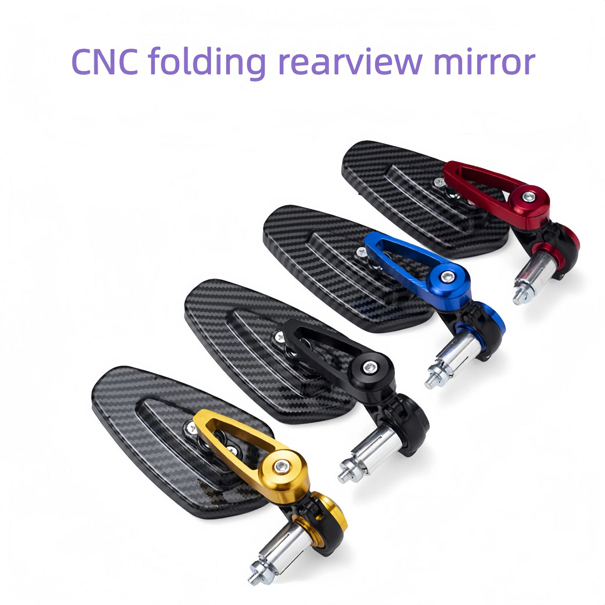 CNC folding rearview mirror made of carbon fiber with various colored mounting options