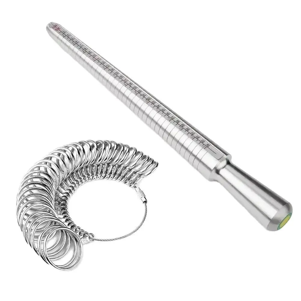 Metal Ring Sizer Mandrel with Stainless Steel Gauge Set