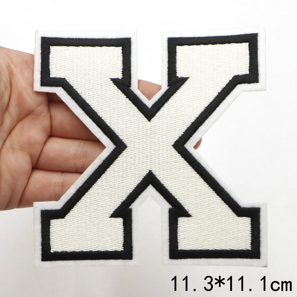Large White Letter Patch for DIY Clothing Customization