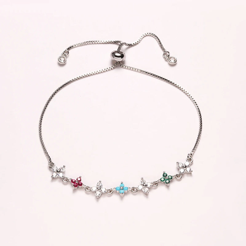 Delicate Clover Bracelet with Cubic Zirconia