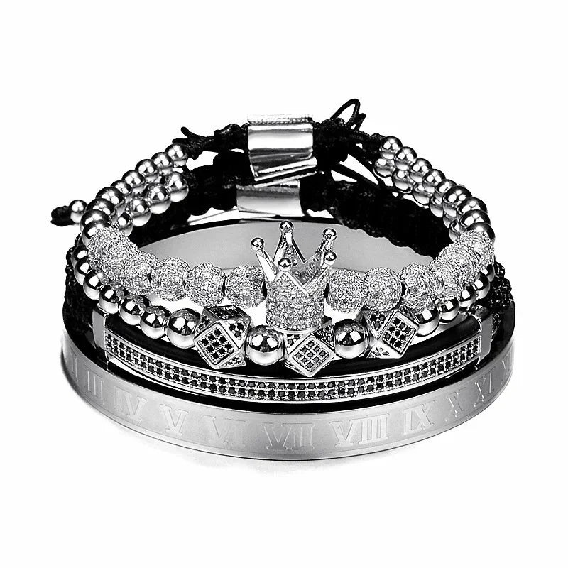Customizable Cubic Zirconia Charm Bracelets Set