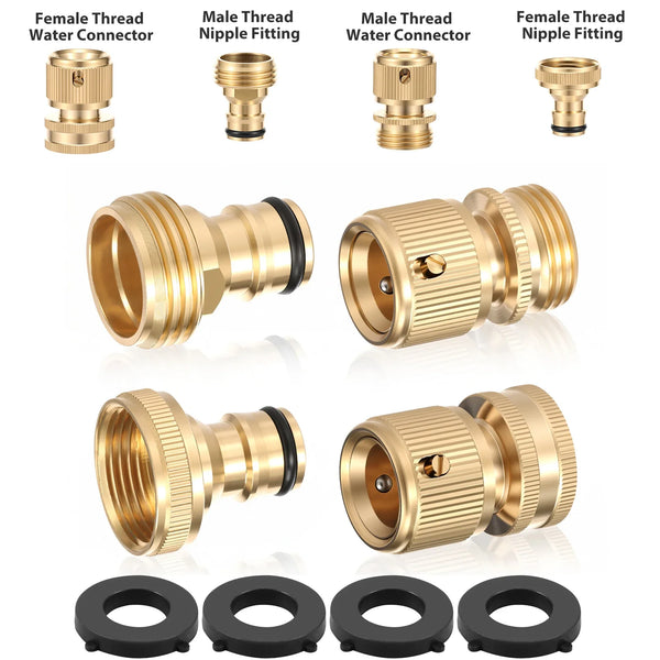 Solid Brass Garden Hose Quick Connector Kit