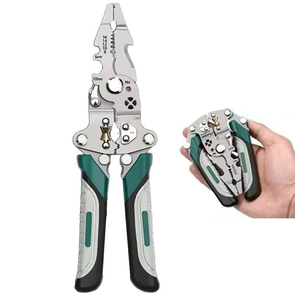 Folding Multifunctional Wire Stripper Pliers with Crimping Tool