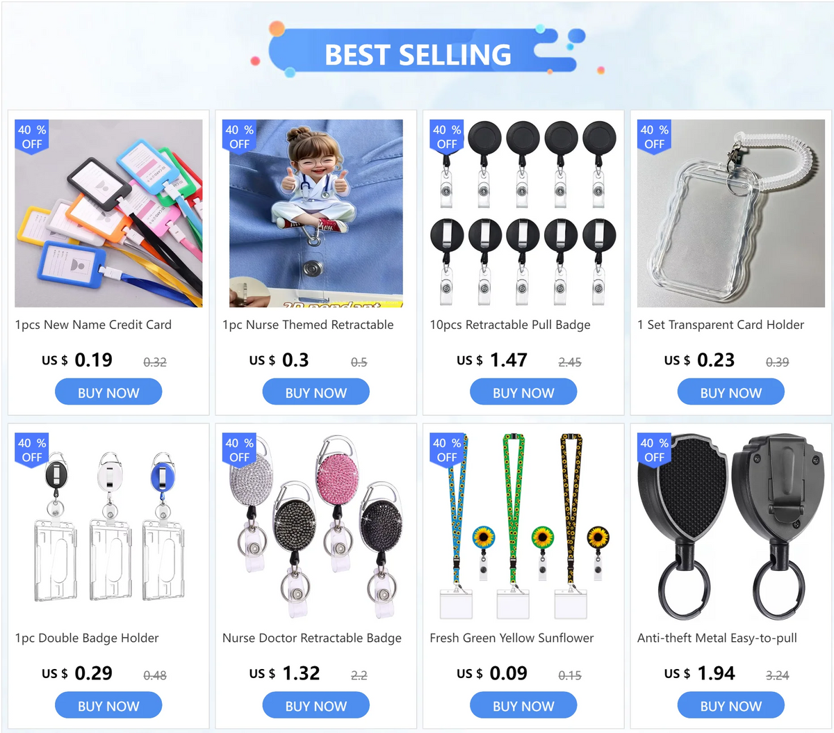 Cute hamster retractable badge reel with an alligator clip in various colors and designs.