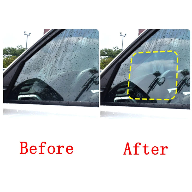 Before and after comparison of car mirror rain-proof film with anti-fog and anti-reflective coating