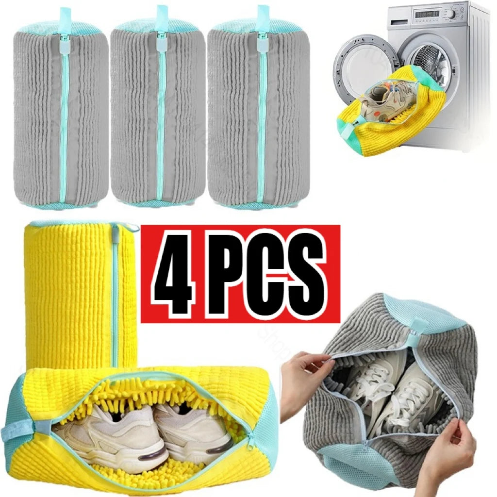 Mesh Shoe Wash Bag with Soft Fluff Lining