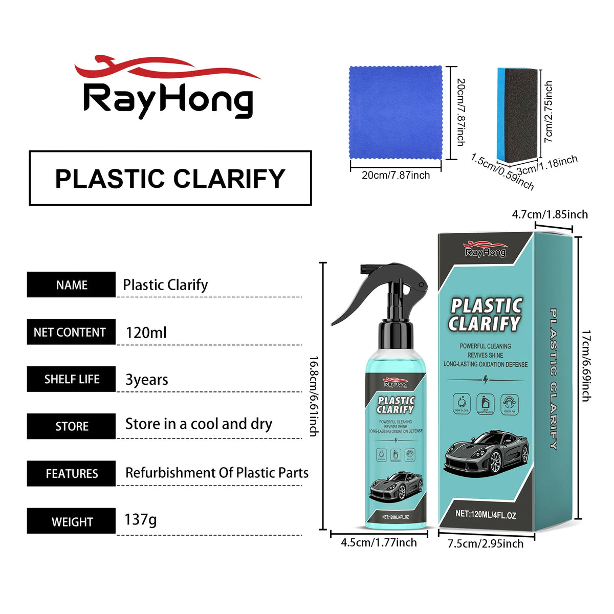 Bouteille pulvérisatrice de plastique pour restauration automobile avec échantillons de différentes tailles et emballage