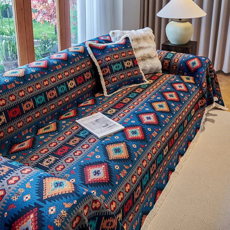 Boho Retro Cotton-Linen Sofa Cover