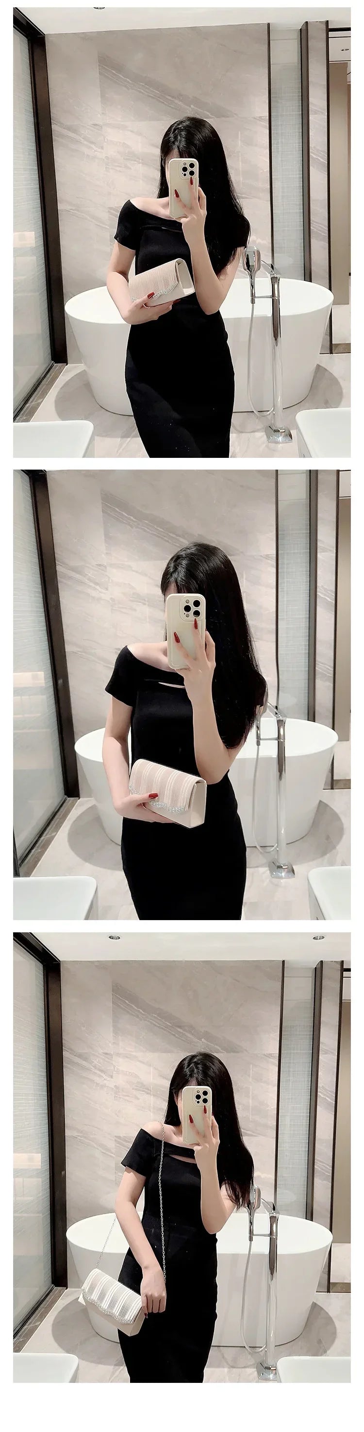 Glitter Envelope Clutch with Chain Strap