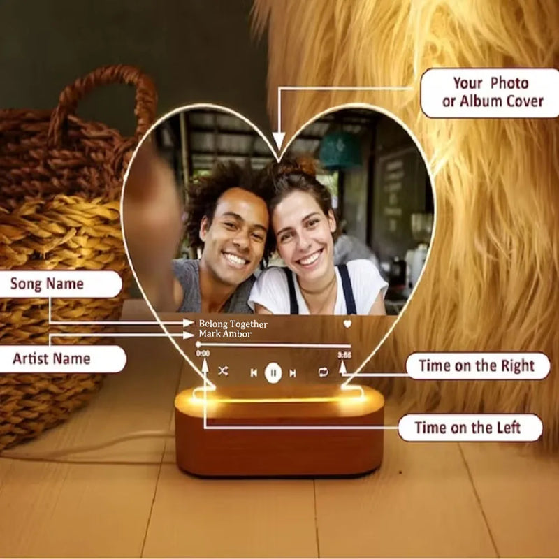 Personalized Spotify Music Photo Plaque with LED Night Light