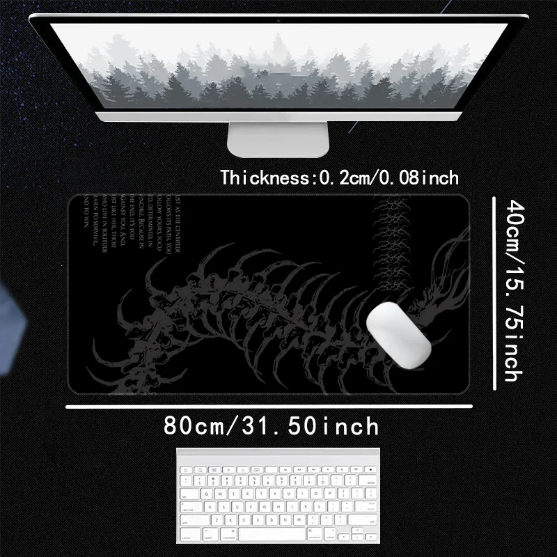 Large Gothic Centipede Gaming Mouse Pad with Spine Ribs