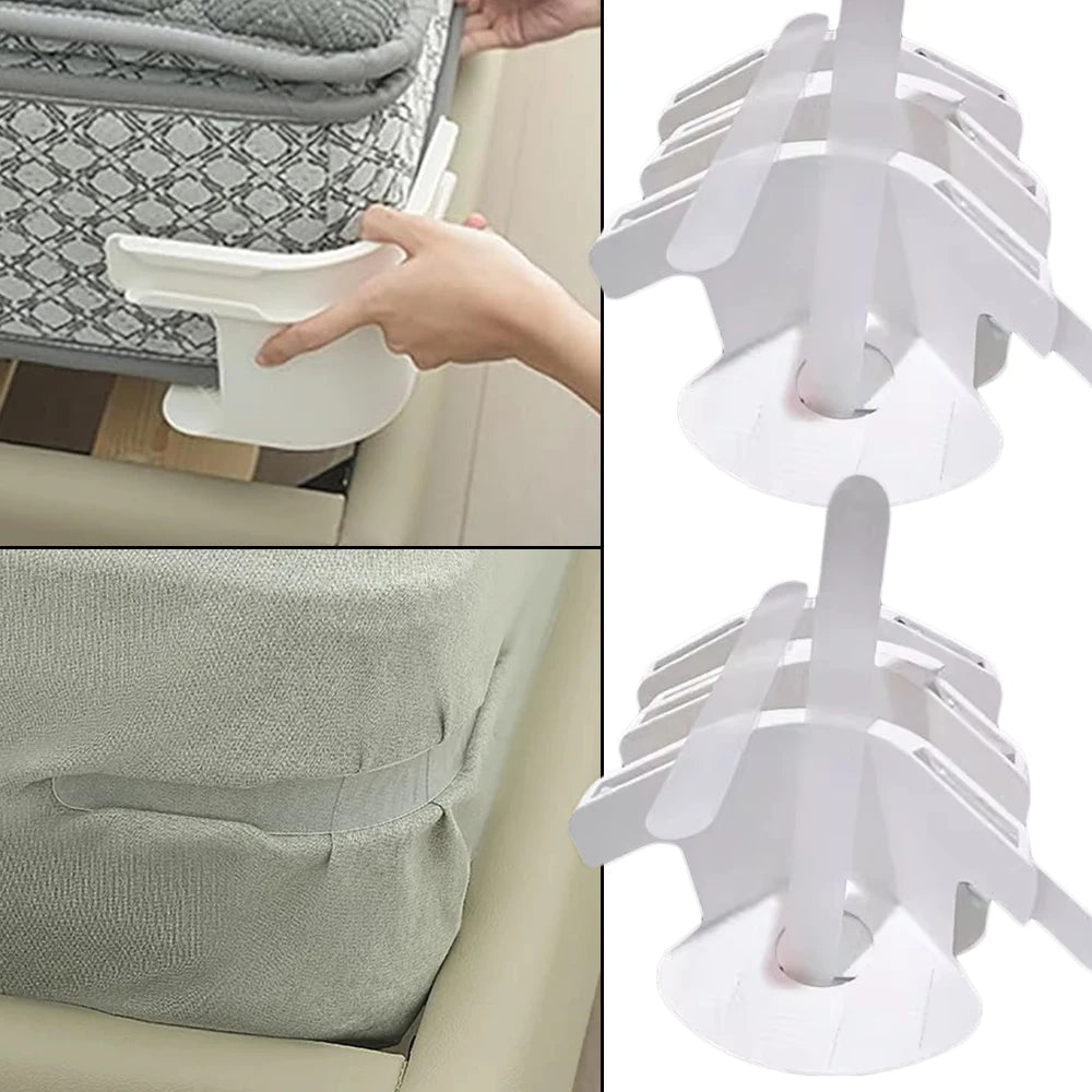 Bedsheet Corner Tightener Clips with Heavy-Duty Mattress Straps