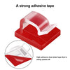 Red adhesive dual sided tape used as cable organizer clips for desk and home