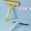 A yellow and white 3-in-1 multi-function window cleaning tool set is shown with a detached cleaning pad.
