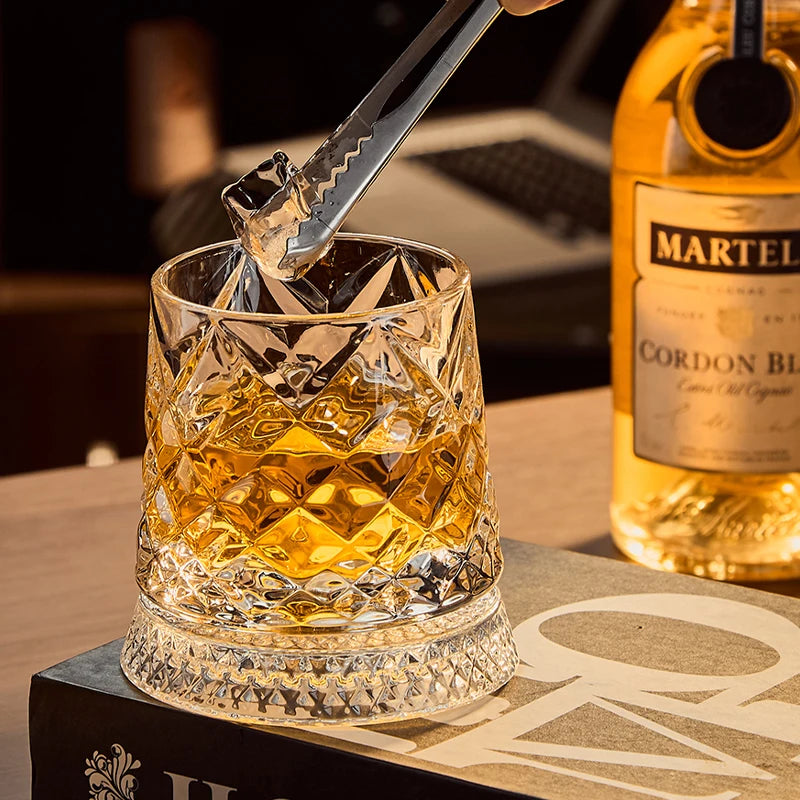 Rotating Crystal Whiskey Glass