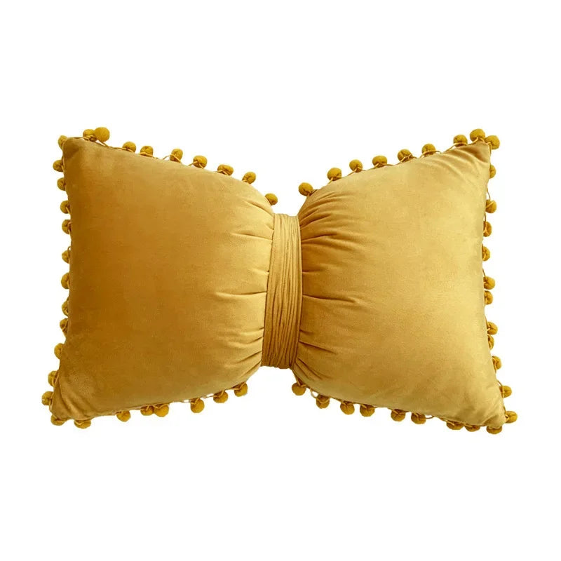 Velvet Bow Accent Pillow Cover