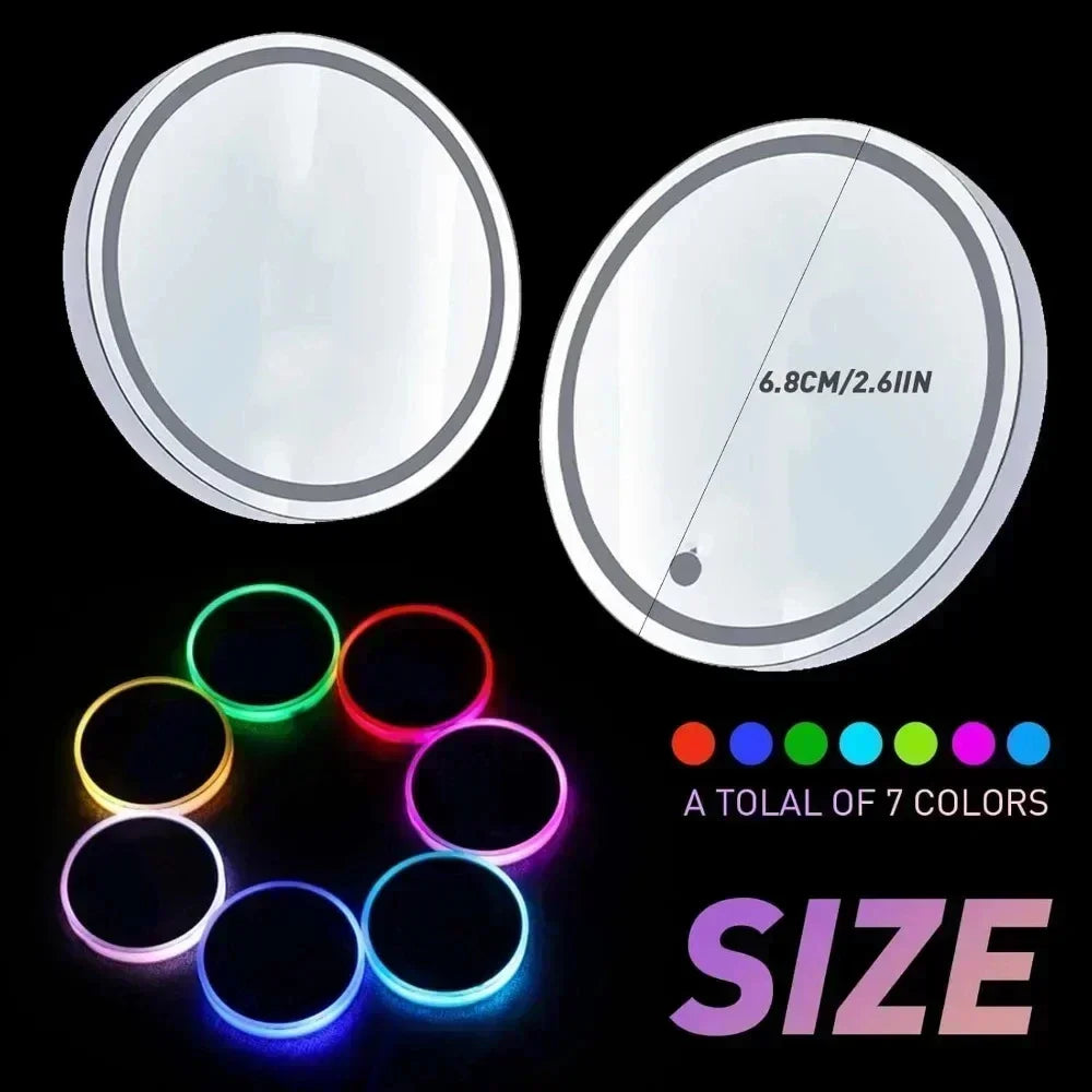 LED Cup Holder Coasters with 7 Color-Changing Lights