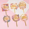 Golden Acrylic Happy Birthday Cake Topper