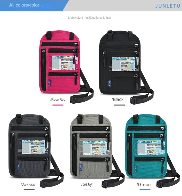 RFID Blocking Travel Neck Wallet with Multiple Pockets