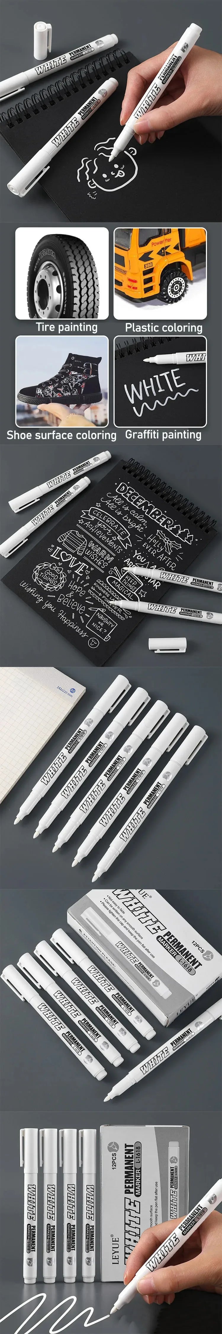Waterproof White Paint Marker Pen – Permanent, 1mm Fine Tip