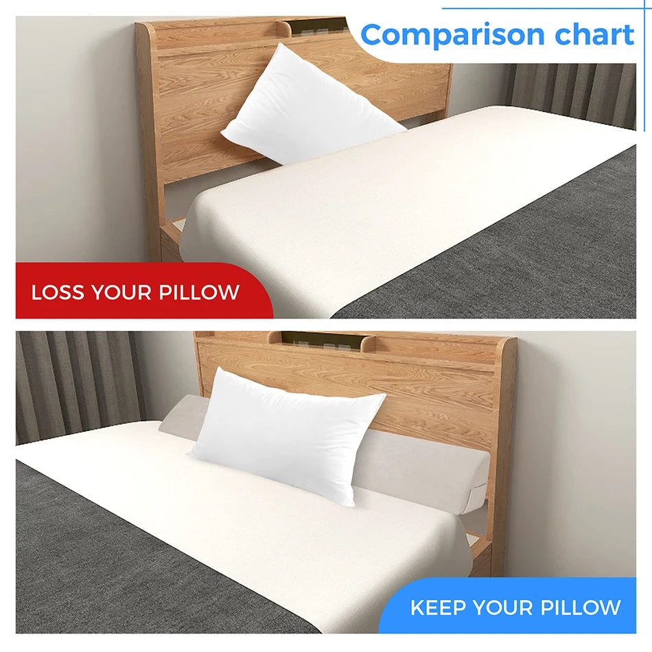 Vergleichstabelle: Verlust eines Kissens vs. Beibehaltung der dreieckigen Memory-Foam-Kissen-Matratze auf einem Holzbett.