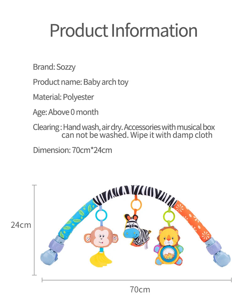 Adjustable Musical Activity Arch Toy for Baby Strollers and Car Seats