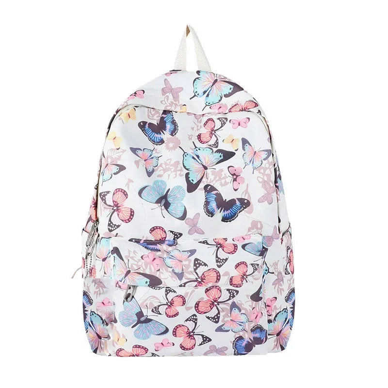 Butterfly Print Canvas Backpack for Women
