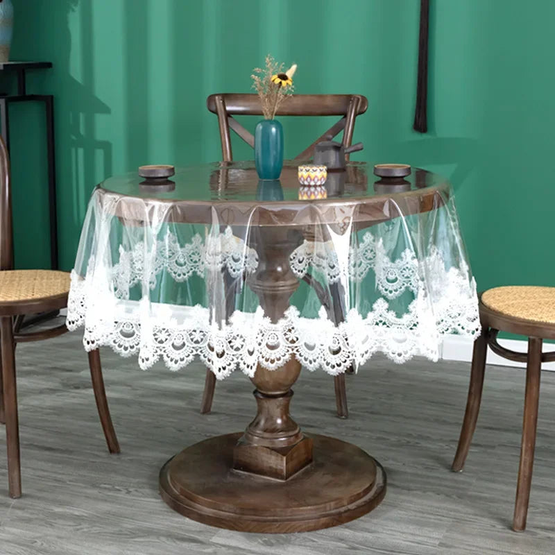 Elegant Lace Embroidered Waterproof Tablecloth