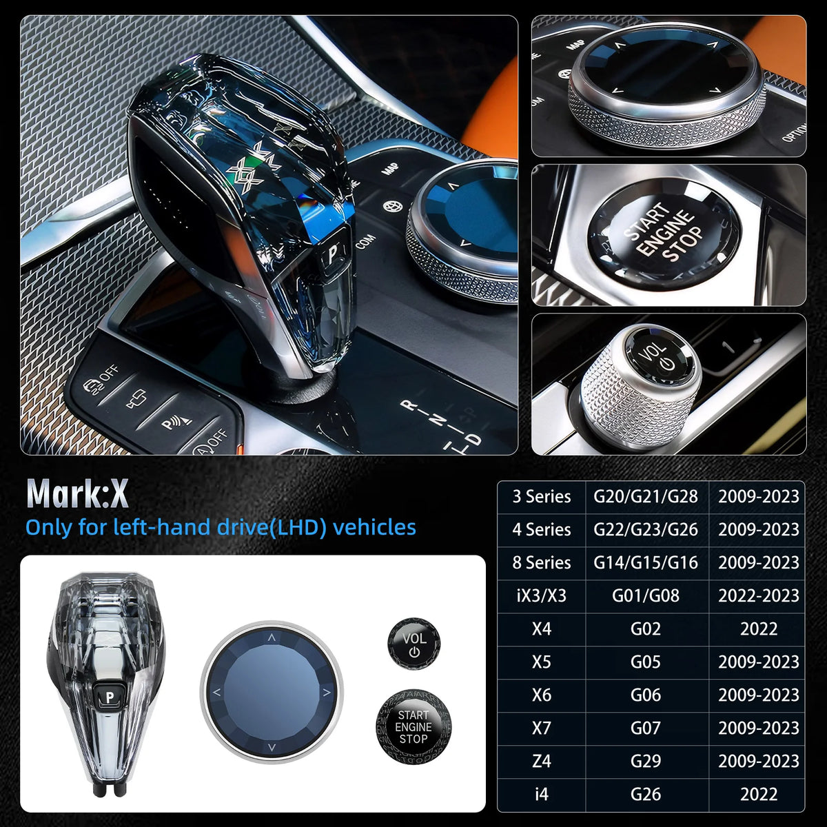 Crystal Gear Shift Knob Set for Select BMW Models