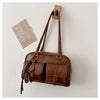 Women's Retro PU Leather Shoulder Bag with Multiple Pockets & Detachable Charm