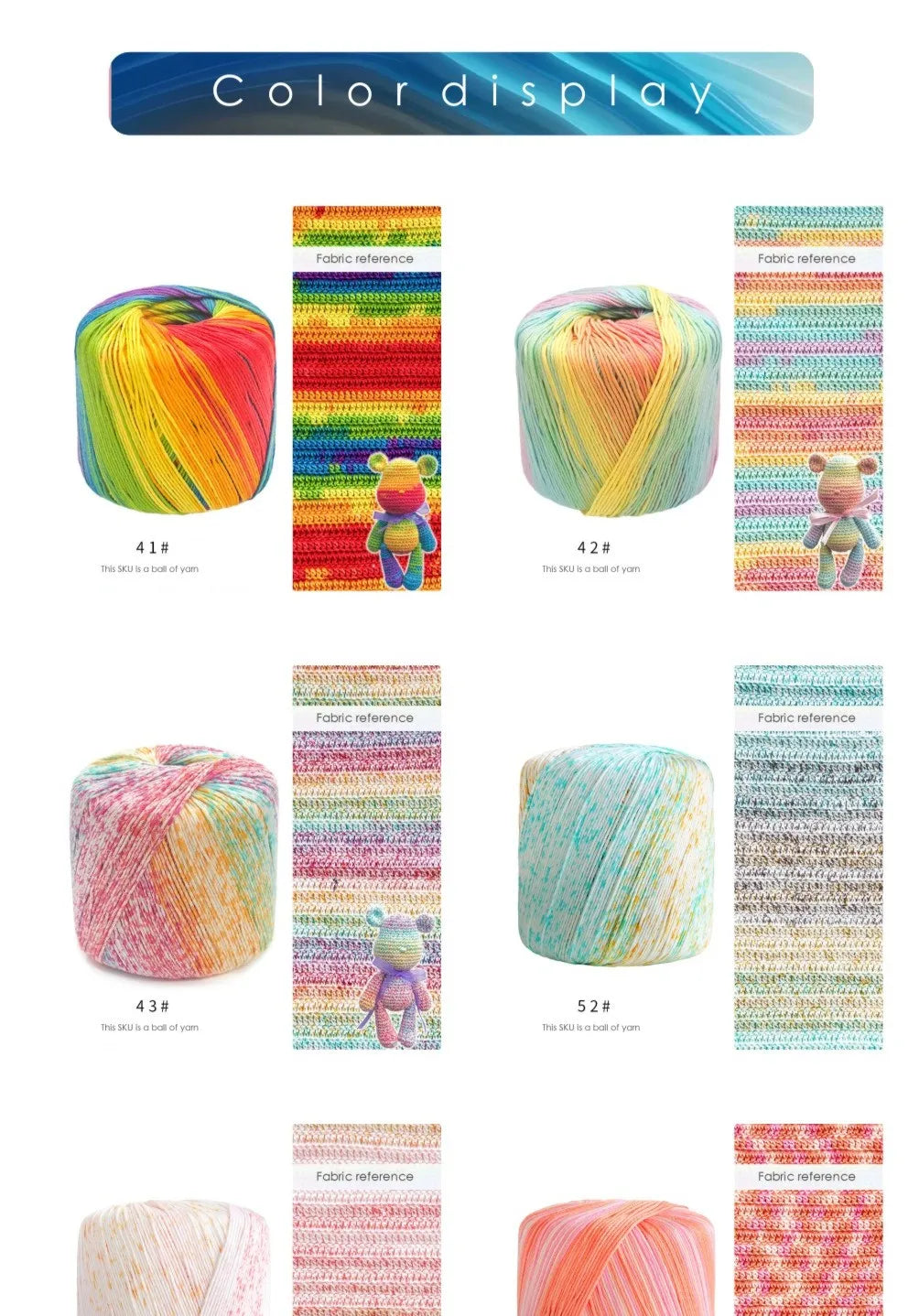 Pearl Rainbow Gradient Cotton Yarn - Soft Hand Knitting Thread