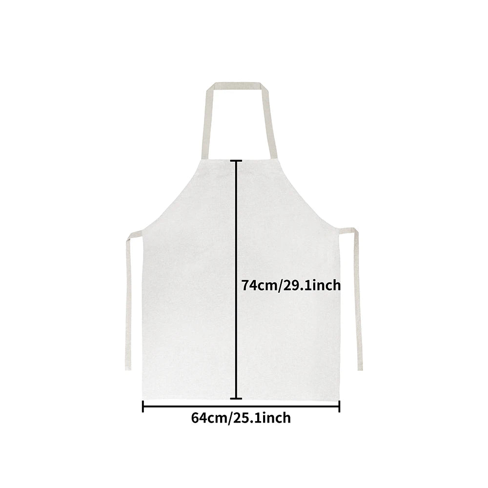 White kitchen apron with light beige straps and a black and brown leopard print pattern