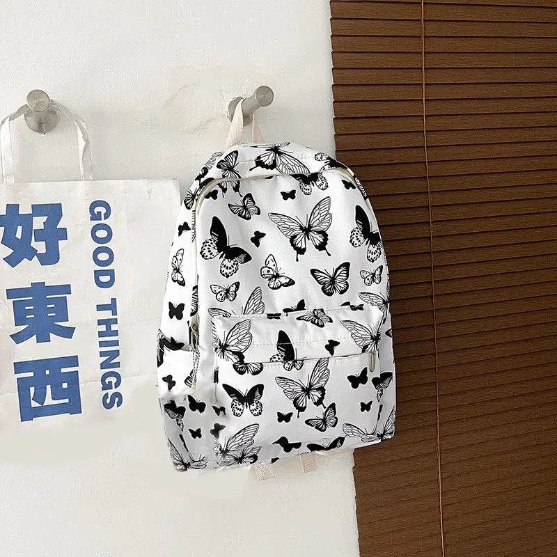 Butterfly Print Canvas Backpack for Women
