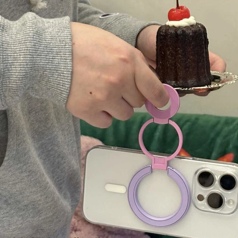 Double-Sided Magnetic Phone Ring Holder with Kickstand