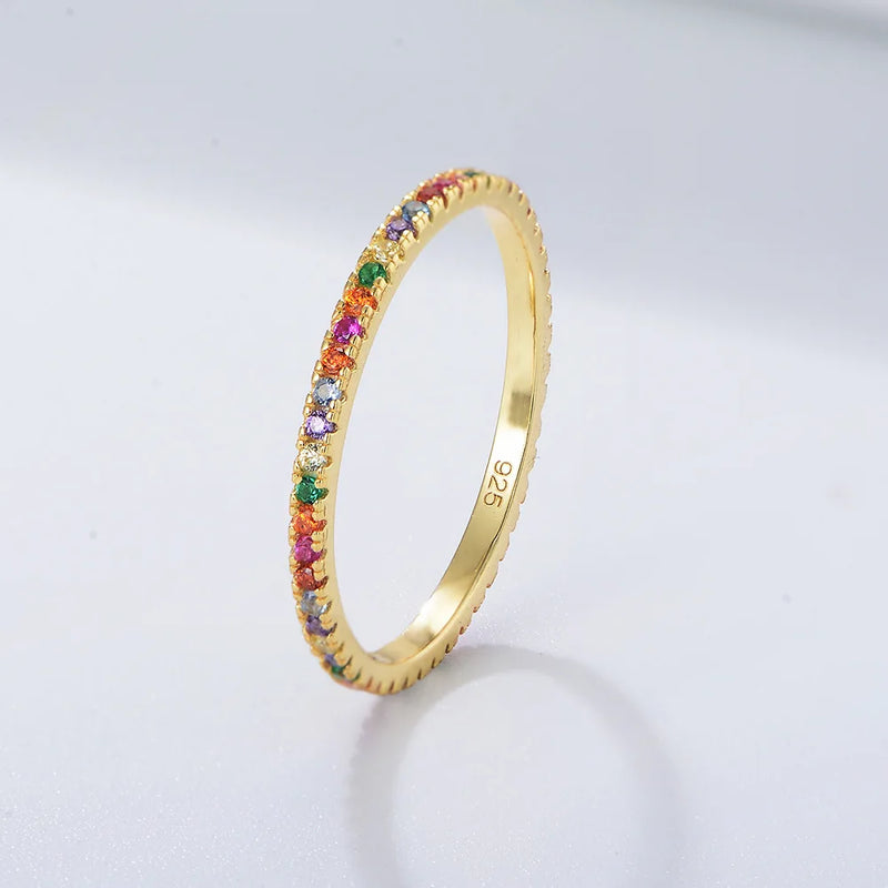 Colorful CZ Stackable Ring with 14k Gold Plating