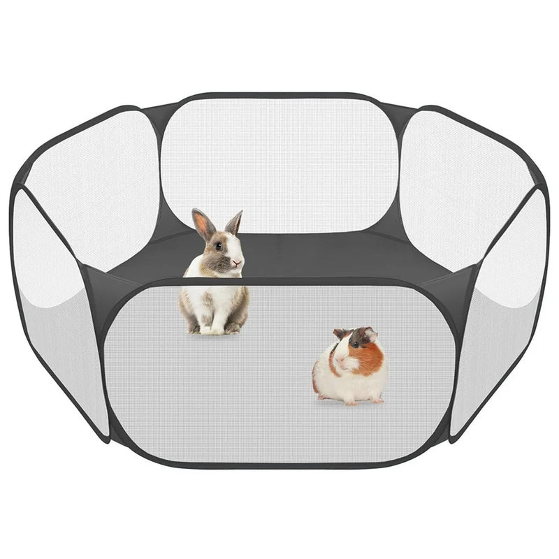 Valla de Juego Plegable y Portátil para Mascotas con Paneles Transparentes