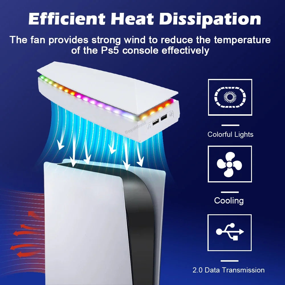 PS5 Cooling Stand with RGB Lighting and Dust Cover