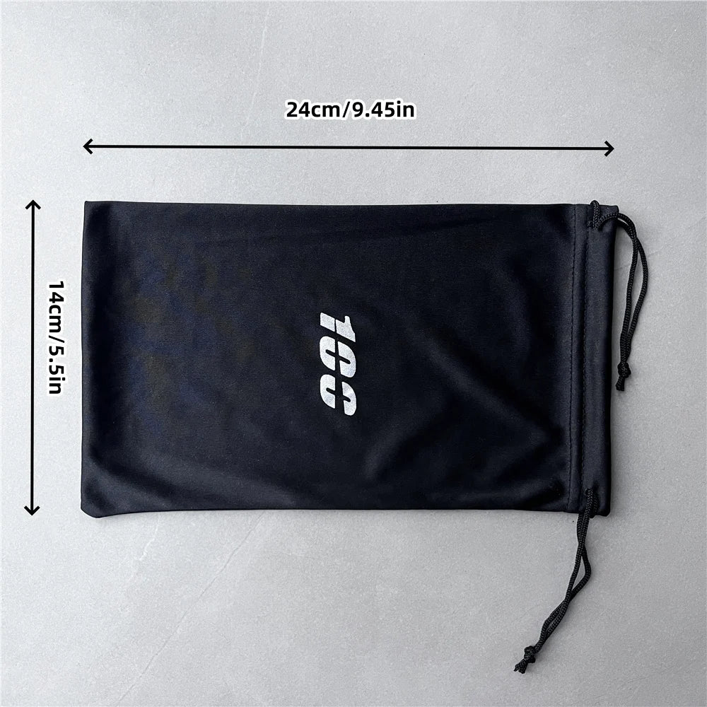 Black dustproof and windproof motorcycle goggles with a black strap, shown flat.