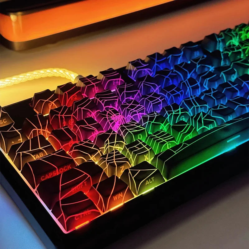 Black Spider Side-Printed Translucent Keycaps for Mechanical Keyboards