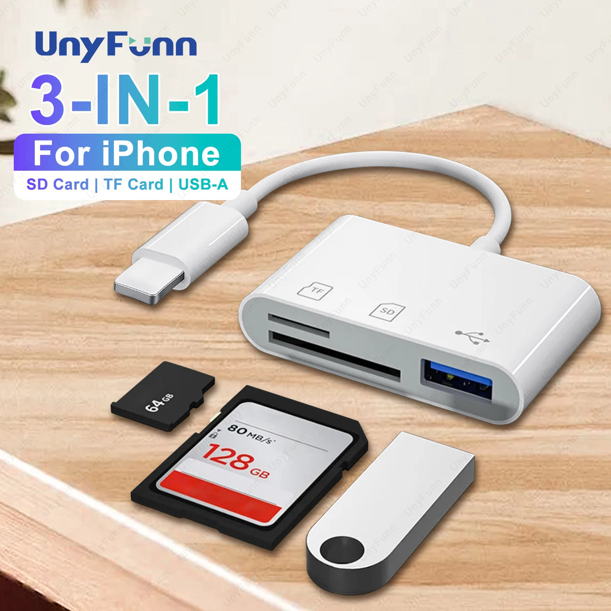 3-in-1 Lightning SD & TF Card Reader for iPhone