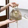 Rhinestone Bucket Crossbody Bag with Detachable Chain Strap