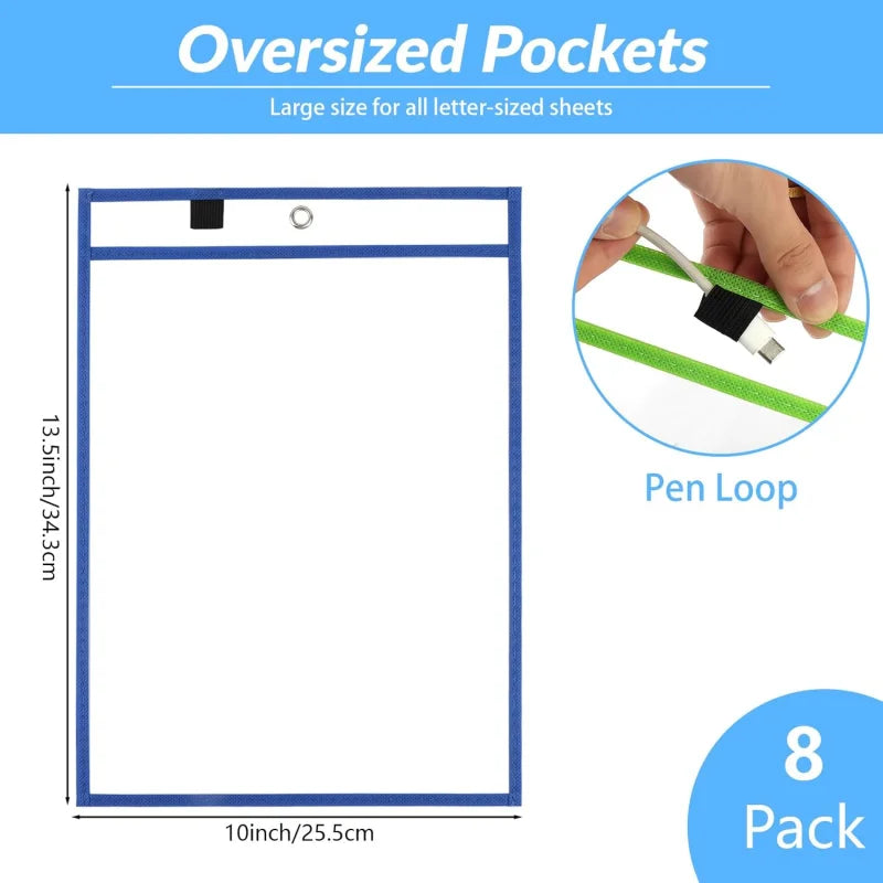 Reusable Dry Erase Pockets (10-Pack) for Classroom Learning
