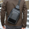 Men's Waterproof PU Leather Crossbody Bag with Geometric Pattern