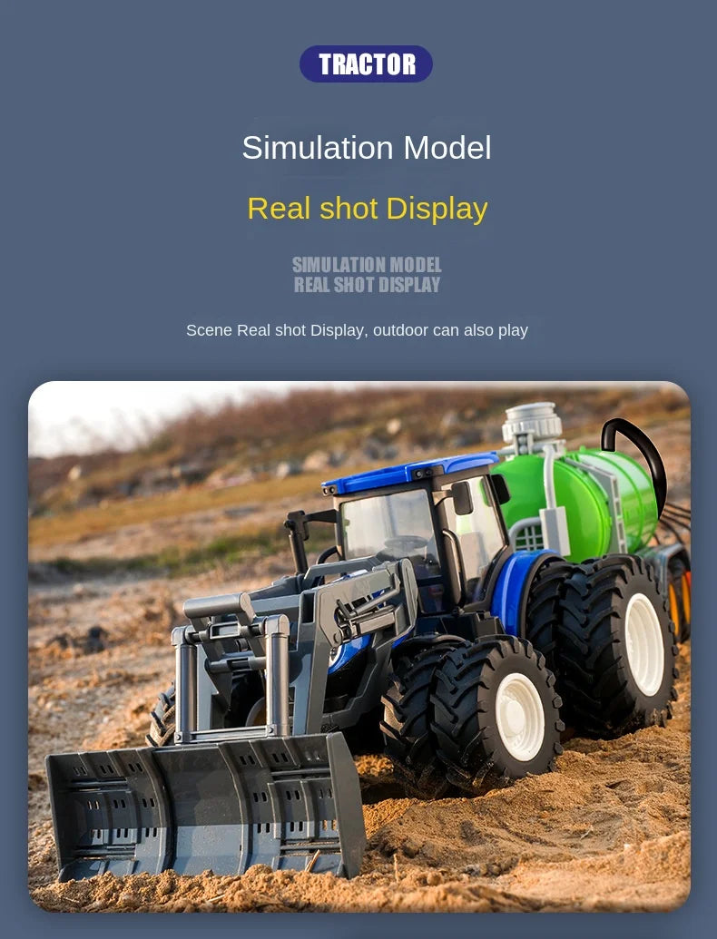 Remote-Controlled Farm Tractor Toy with Realistic Engineering Details
