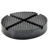 Black rubber jack pad with a textured surface for car pinch welds
