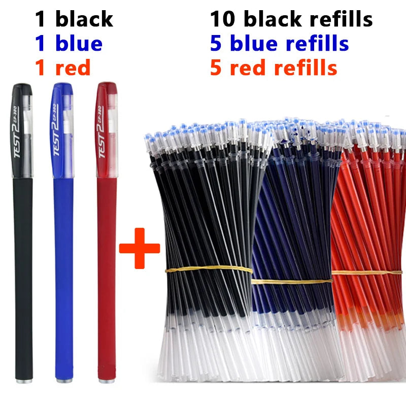 Smooth 0.5mm Gel Pen Set with Refills (Black, Blue, Red)