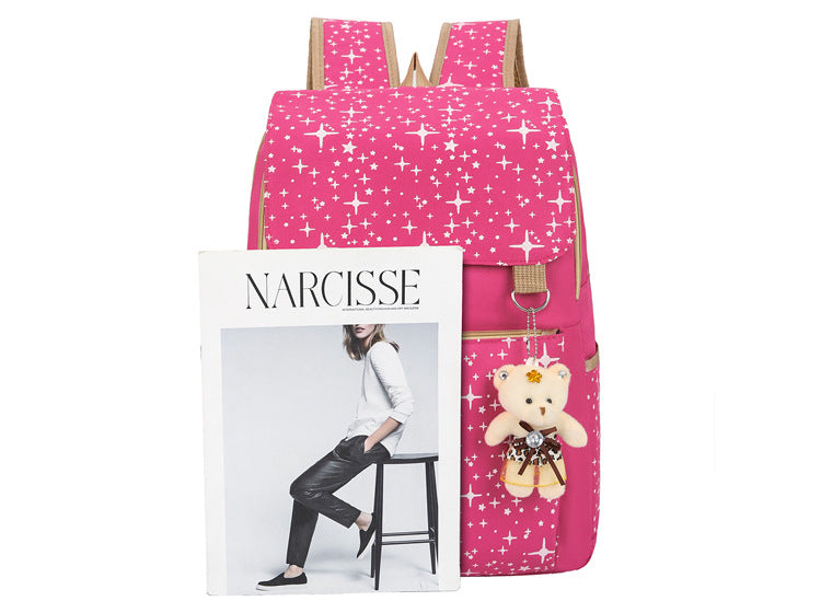3-Piece Canvas Backpack Set for School