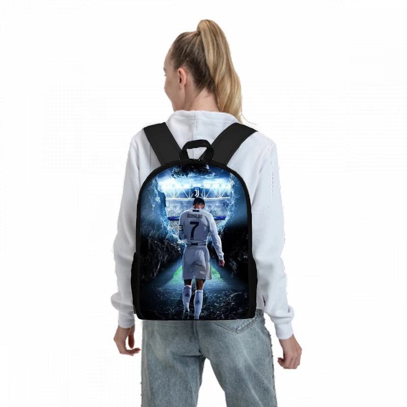 CR7 Football Player 3D Cartoon School Backpack Set for Kids