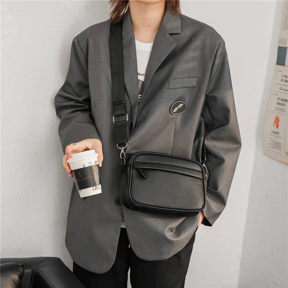 Classic PU Leather Men's Crossbody Messenger Bag