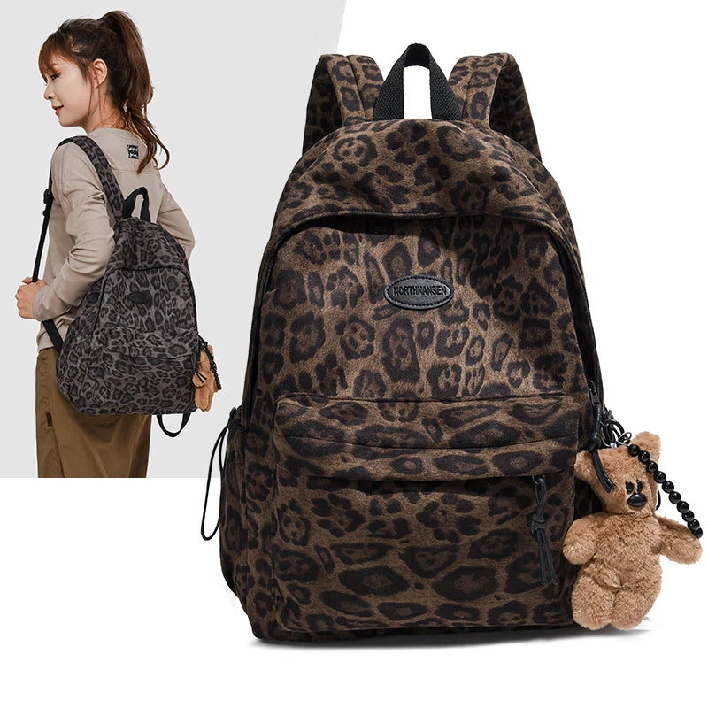 Leopard Print Casual Backpack for School & Daily Use